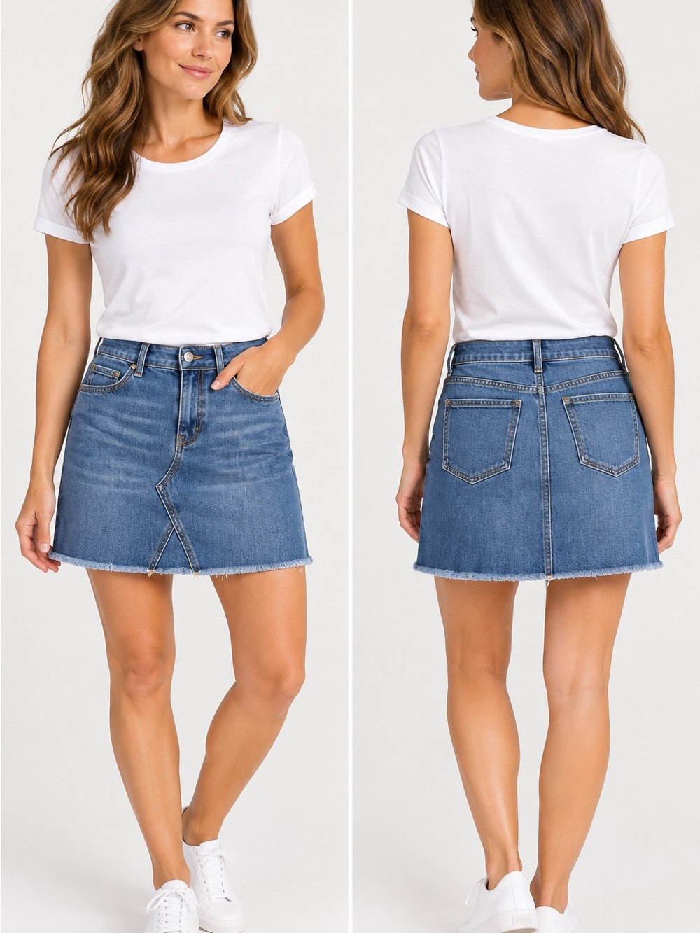 Old Navy 99% cotton Blue Denim A-Line Mini Skirt 4